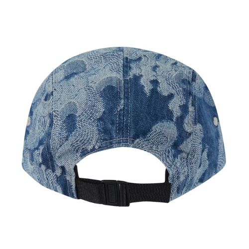 Supreme Flames Jacquard Denim Camp Cap Washed Indigo