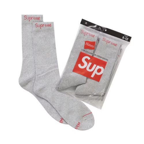 Supreme Hanes Socks (4 Pack) Grey