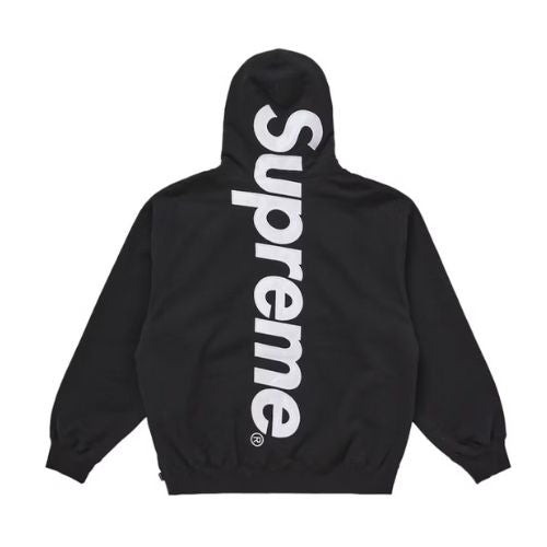 Supreme Satin Appliqué Hooded Sweatshirt (FW25) Black