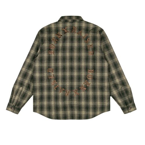 Born x Raised Oversized Embroidered Flannel Shirt Jacket