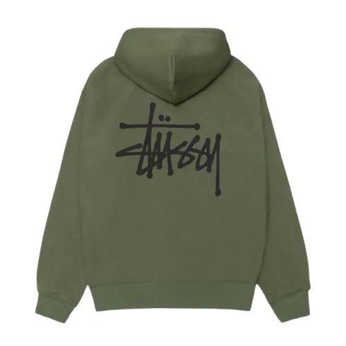 Stüssy Basic Logo Zip Up Olive