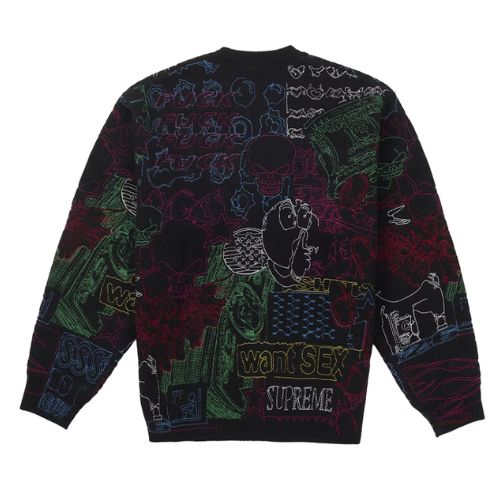 Supreme Collage Embroidered Sweater Black