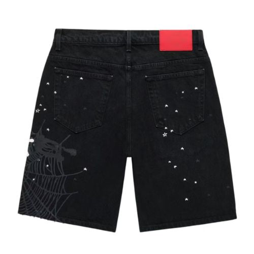 Sp5der Stars Denim Short Black