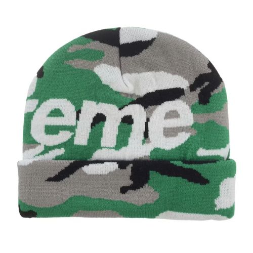 Supreme Big Logo Beanie Green Camo