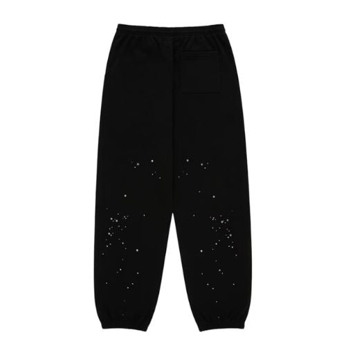 Sp5der Rhinestone Silk Sweatpant Black