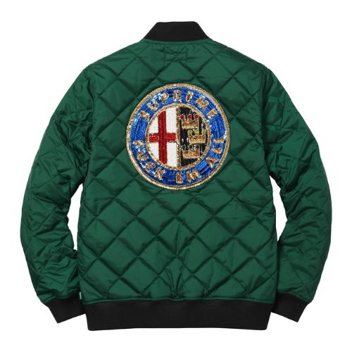 Supreme Sequin Patch Quilted Bomber Jacket Green