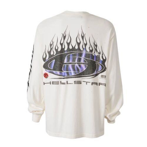 Hellstar Blue Flame Long Sleeve White