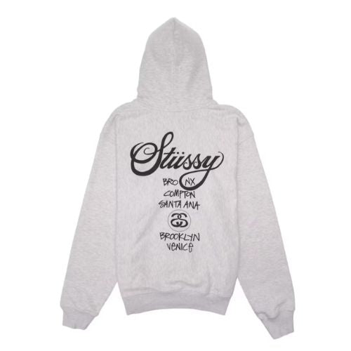 Stüssy World Tour Zip Hoodie Ash Heather