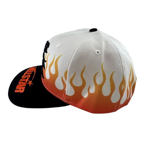 Hellstar Unreleased Vintage Flame Snapback Hat Cream Black