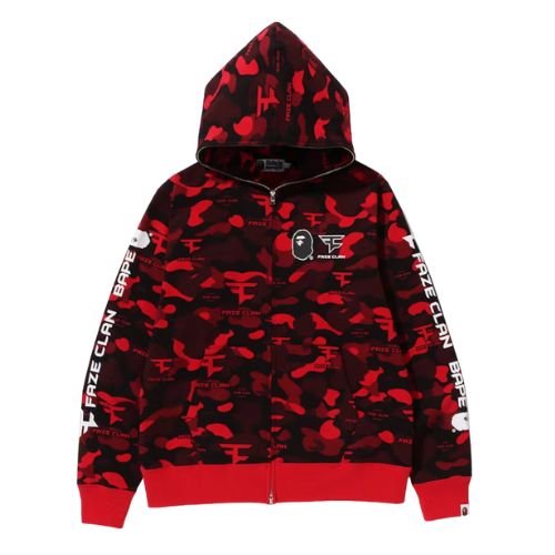 BAPE x Faze Clan Full Zip Hoodie Red