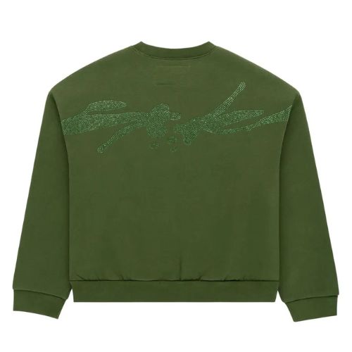 Sp5der Rhinestone TM Crewneck Green
