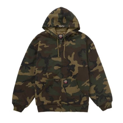 Supreme Dickies Quilted Lined Zip Up Hooded Sweatshirt (FW25) Camo