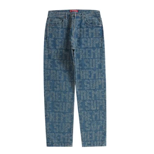 Supreme Needle Punch Regular Jean Washed Blue