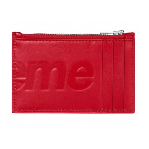 Supreme Leather Zip Card Holder Red