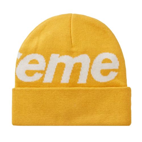 Supreme Big Logo Beanie Gold