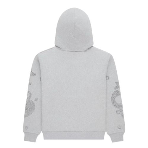 Sp5der Rhinestone Beluga Hoodie Heather Grey