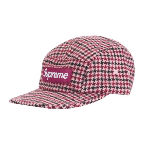 Supreme Houndstooth Wool Camp Cap Pink