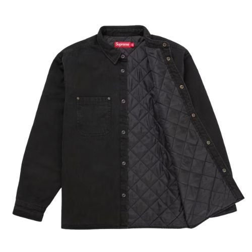Supreme Quilted Lined Denim Snap Shirt Black
