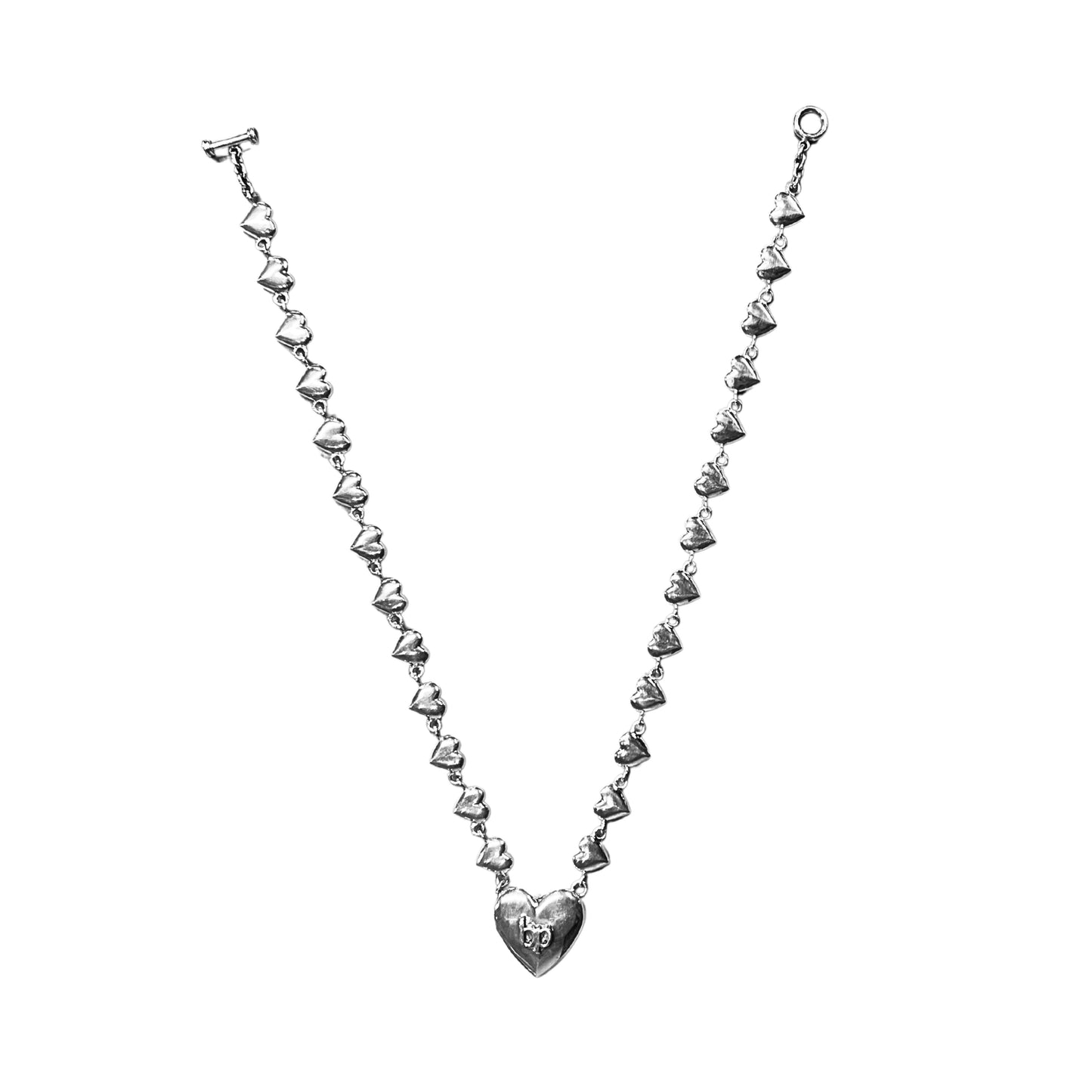 bandeja de plata Collar Corazones Cromados