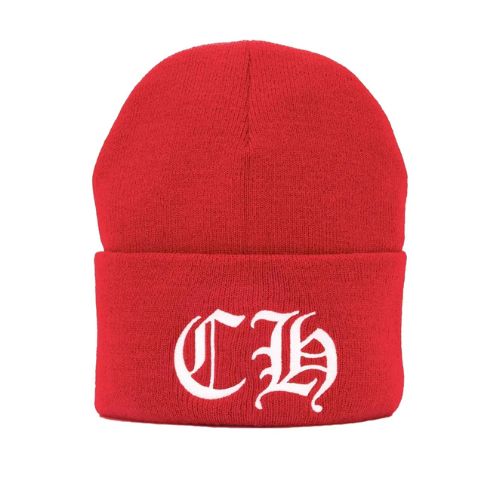 Chrome Hearts Ribbed Red Beanie Hat