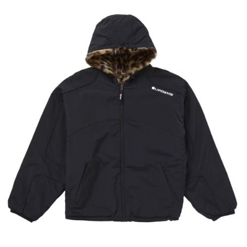 Supreme Faux Fur Reversible Hooded Track Jacket Black