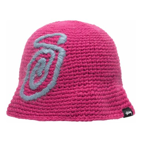 Stüssy Swirly S Knit Bucket Hat Berry