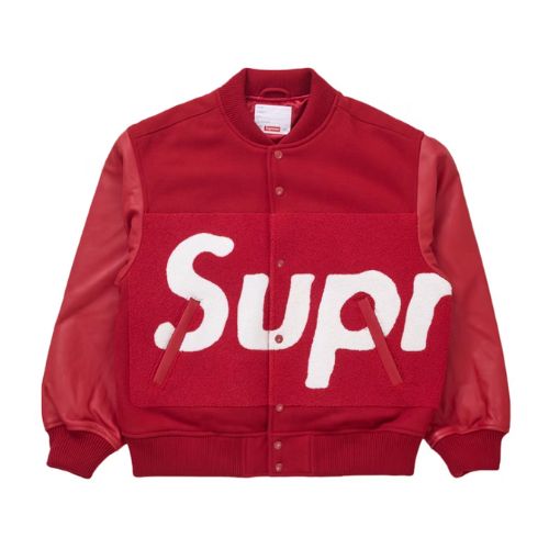 Supreme Big Logo Chenille Varsity Jacket CPFM Red