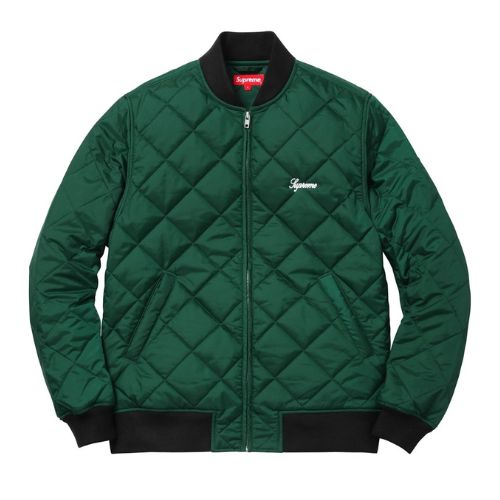 Supreme Sequin Patch Quilted Bomber Jacket Green