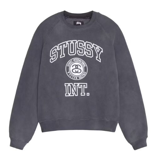 Stüssy Overlock Varsity Raglan Crewneck Washed Black