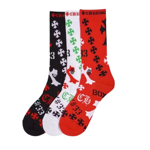Chrome Hearts Insole Socks (3 Pack) Black/White/Red