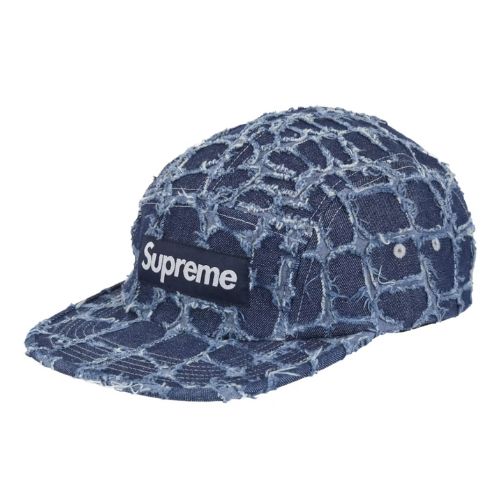Supreme Frayed Croc Denim Camp Cap Indigo