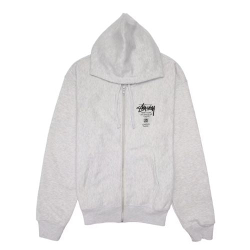 Stüssy World Tour Zip Hoodie Ash Heather
