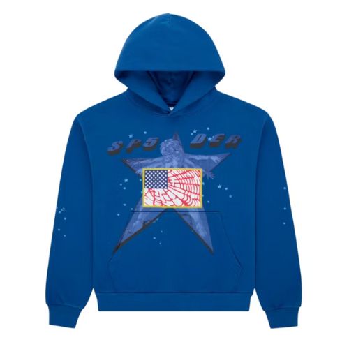 Sp5der Star Girl Hoodie Blue
