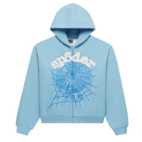 Sp5der OG Web V2 Zip Up Sky Blue