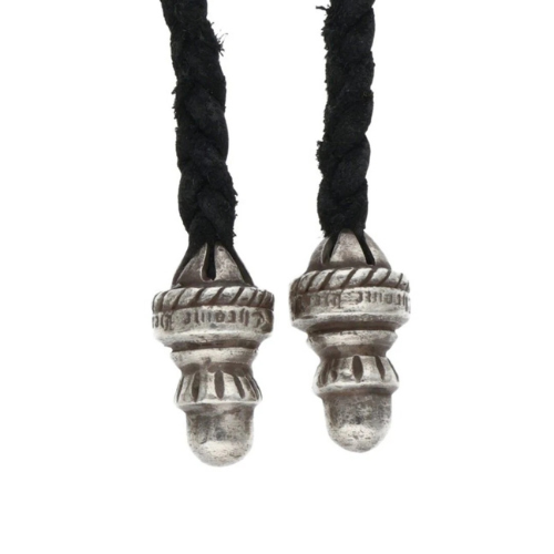 Chrome Hearts Small Cross Pendant Leather Braid Necklace