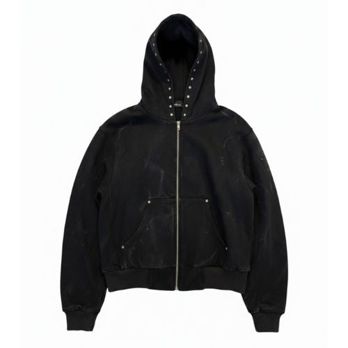 bandeja de plata chamarra de trabajo con gorro negra