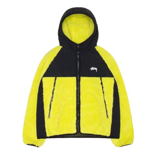 Stüssy Sherpa Paneled Hooded Jacket Lime