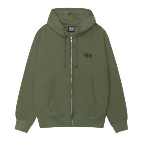 Stüssy Basic Logo Zip Up Olive