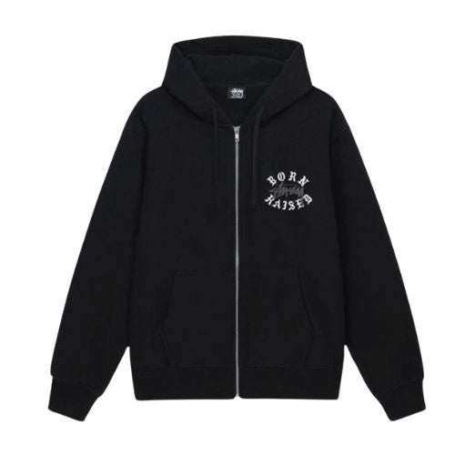 Stüssy x Born x Raised Logo Zip Hoodie Black