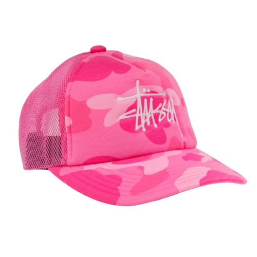 Bape x Stüssy Trucker Hat Pink