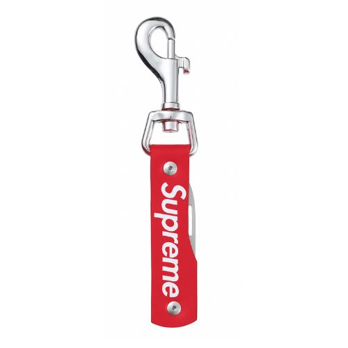 Supreme Leather Clip Knife Red