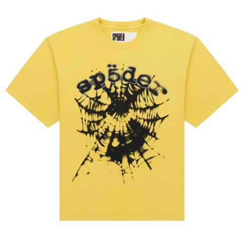 Sp5der Scattered OG Web V2 Tee Yellow