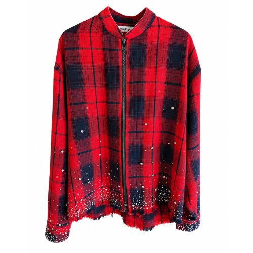 bandeja de plata camisa de motociclista roja