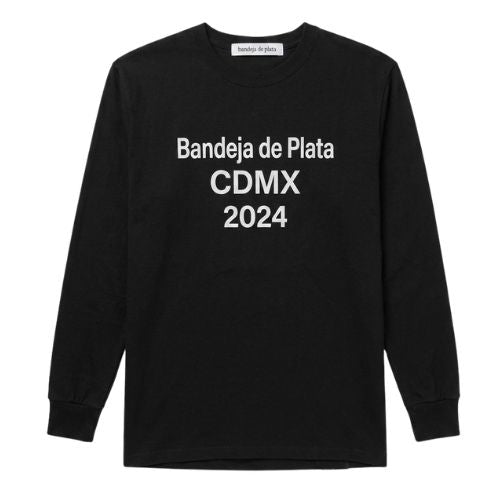 bandeja de plata playera manga logo negra