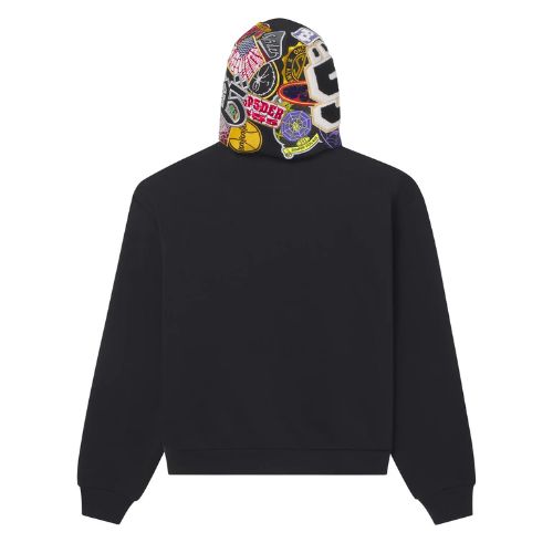 Sp5der Patchwork Zip Hoodie Black