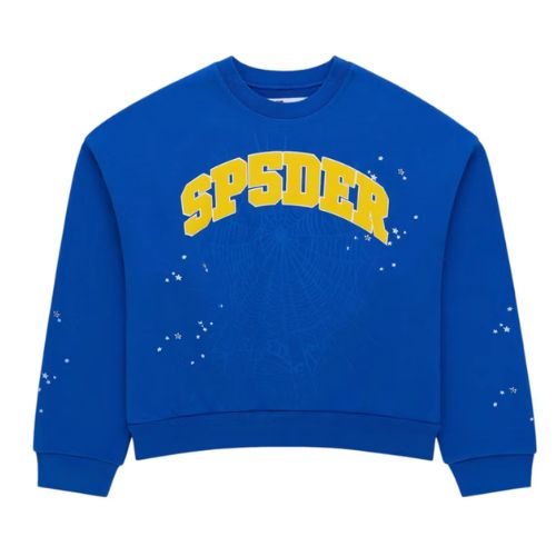 Sp5der Varsity Web Crewneck Blue