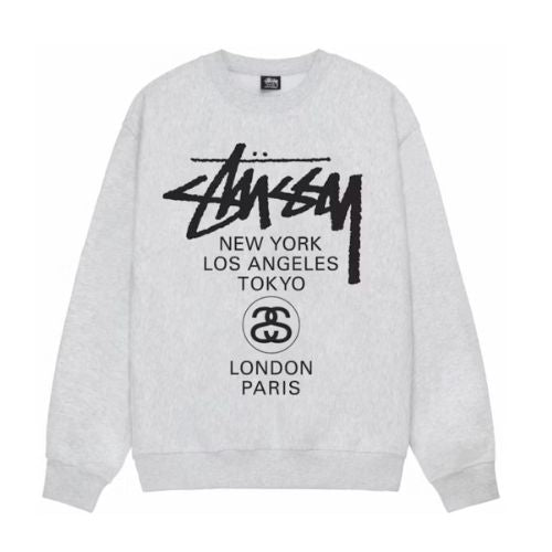 Stüssy World Tour Crew Neck Ash Heather
