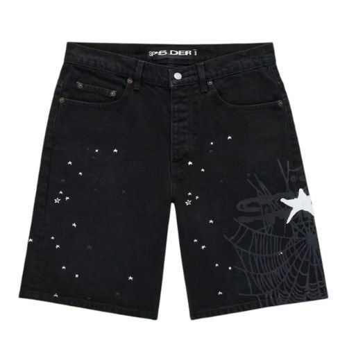 Sp5der Stars Denim Short Black