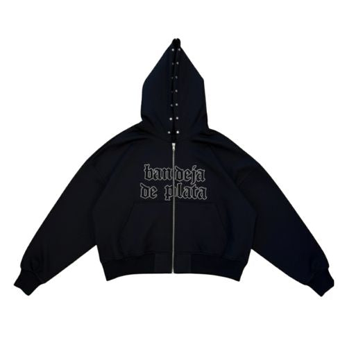 bandeja de plata zip up hoodie black
