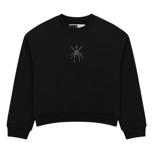 Sp5der Rhinestone TM Crewneck Black